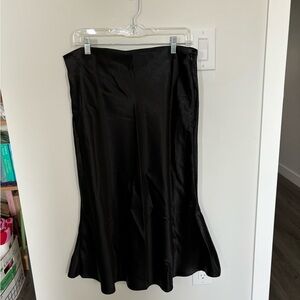 Black Silky Satin midi skirt